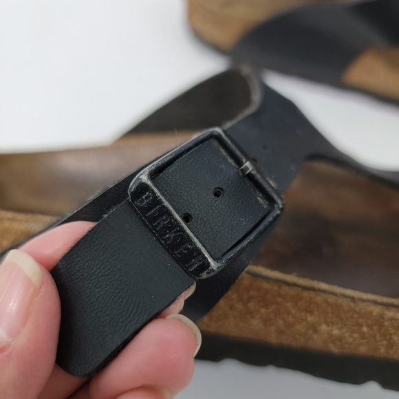 Birkenstock Gizeh Birko-Flor Thong Sandals Sz 38 Black Comfort Casual Breathable - Picture 2 of 11